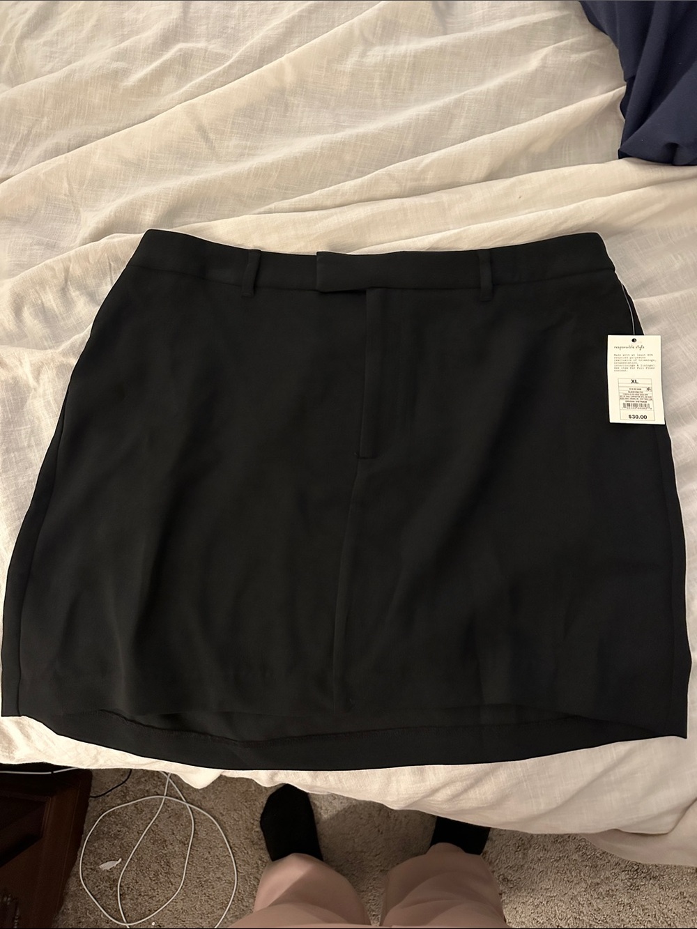 a new day Black Mini Skirt with Front Seam